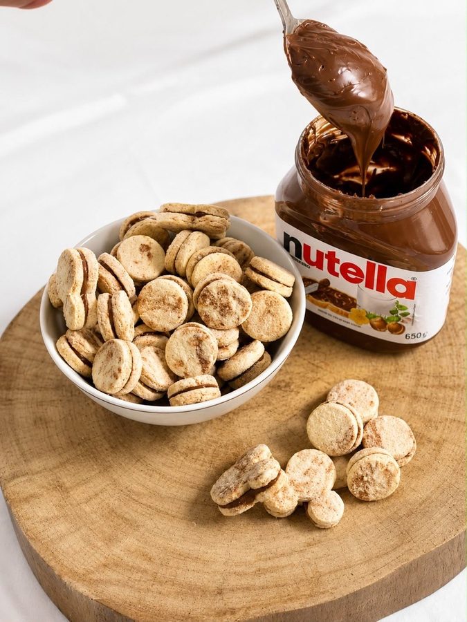 Sequilhos de Nutella ao lado do pote de Nutella